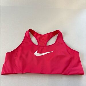 Nike Dri-Fit Padded Racerback Sports Bra Pink/White Logo Size L
